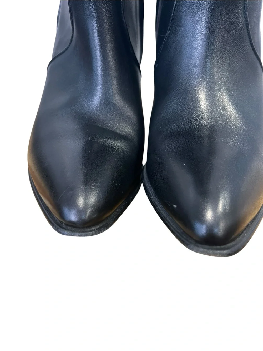Avellini Black Leather Knee High Boots Pointed Toe Block Heel Italy EU 39